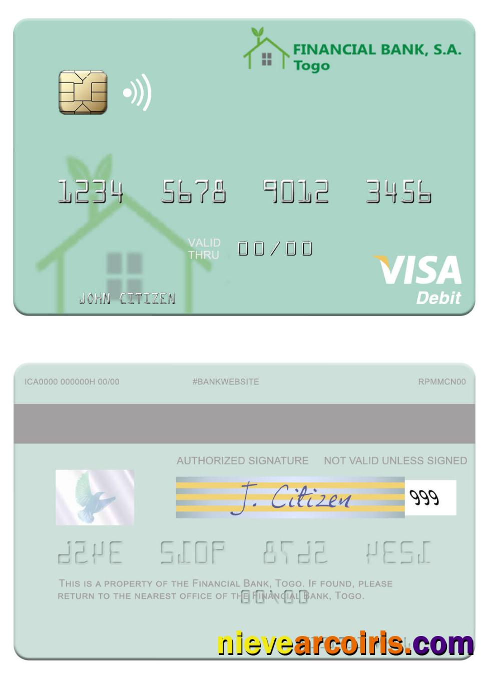 Togo Financial Bank visa debit card